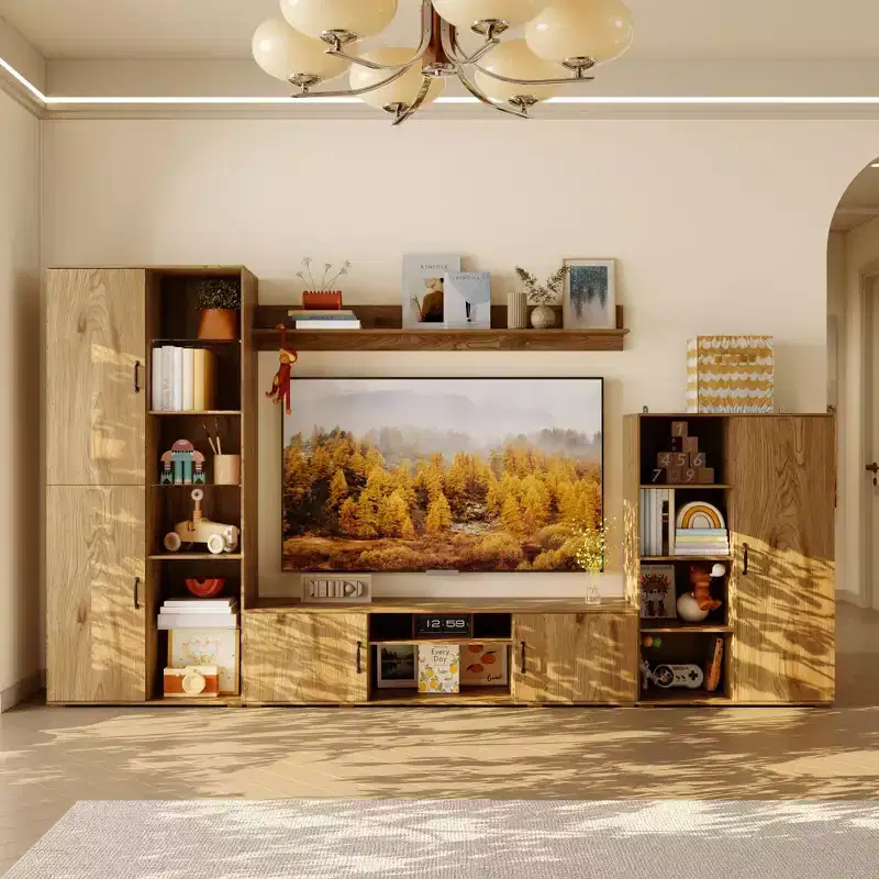 Large Oak Media TV Stand