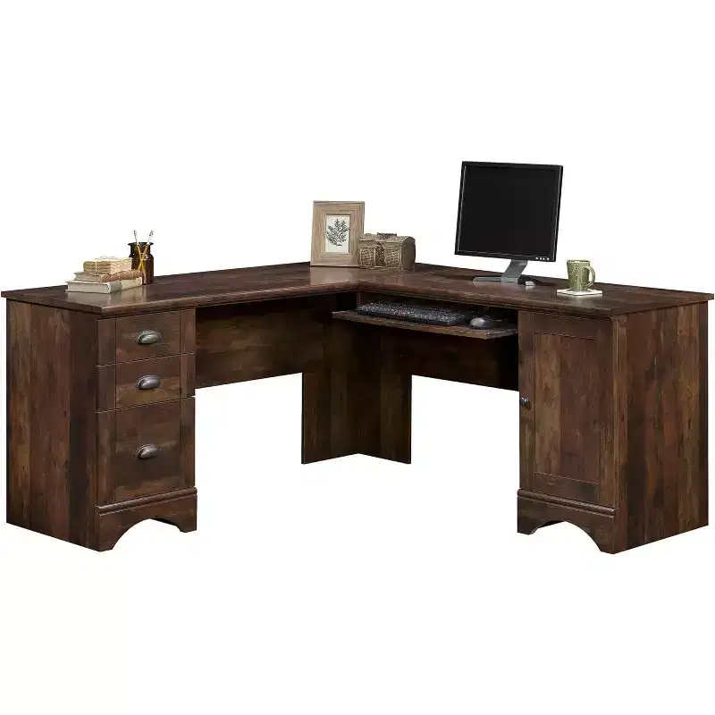 HomeStock 30.28 in.H Brown Color Wood Computer Desks with All Purpose Drawer