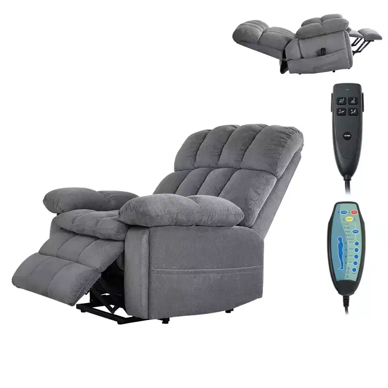 VEVOR Power Lift Recliner Chair, Dual Motor, Oversized Electric Lift Chair with Heat and Massage, Infinite Position Adjustment, Light Gray