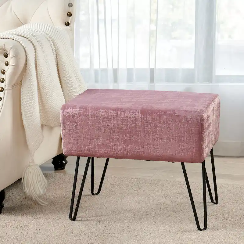 Textured Velvet Ottoman