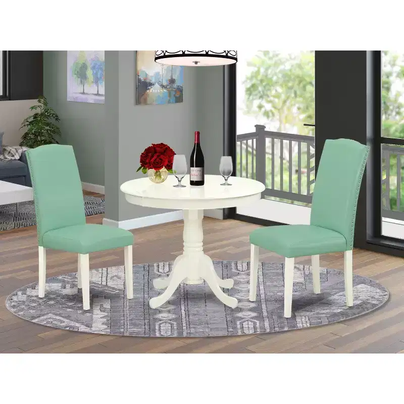 HomeStock Round Kitchen Table & Chairs Dinette Set Mid-Century Style