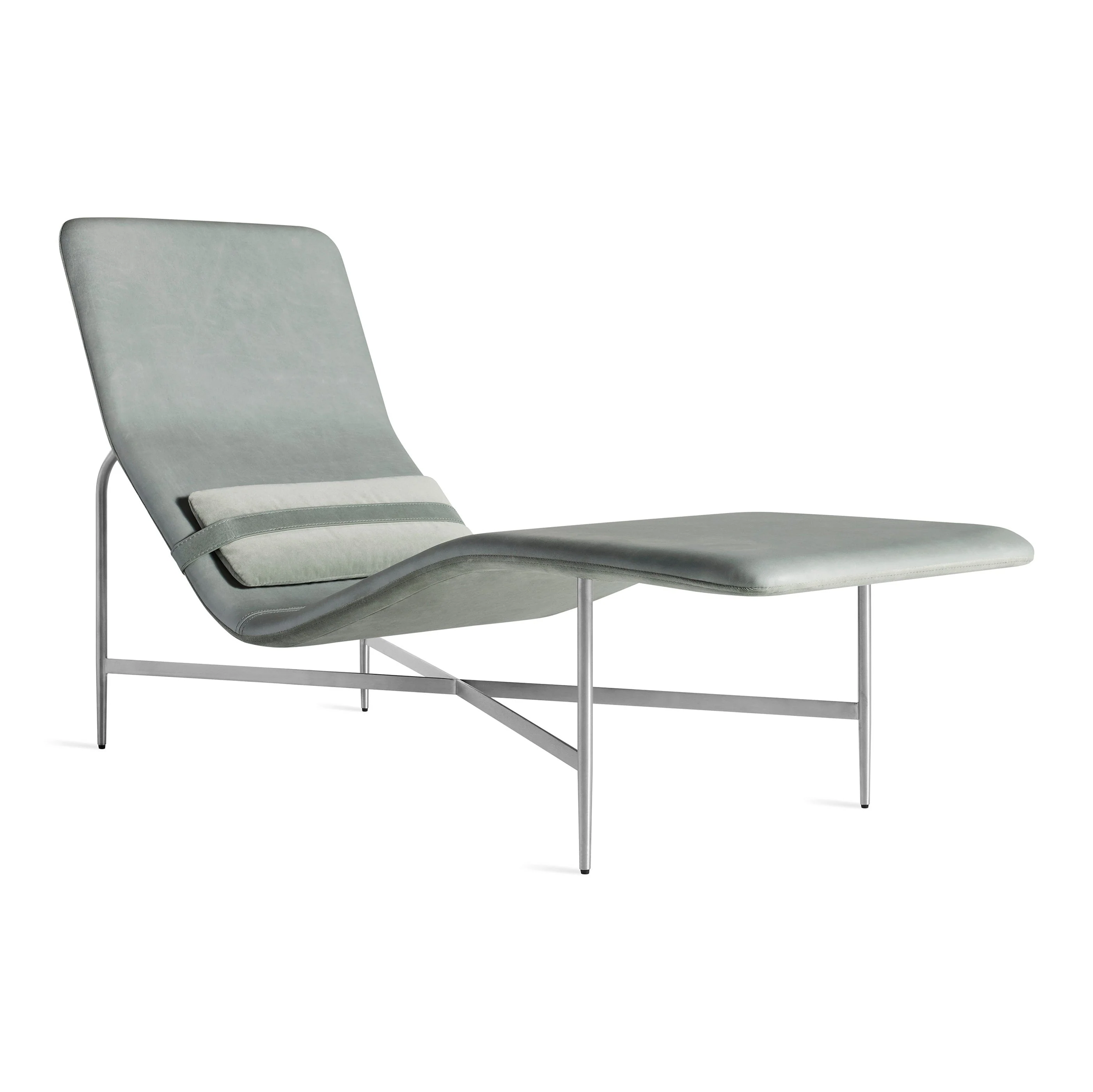 Modern Ink Leather Lounge Chair with Sliding Lumbar Pillow for Living Room