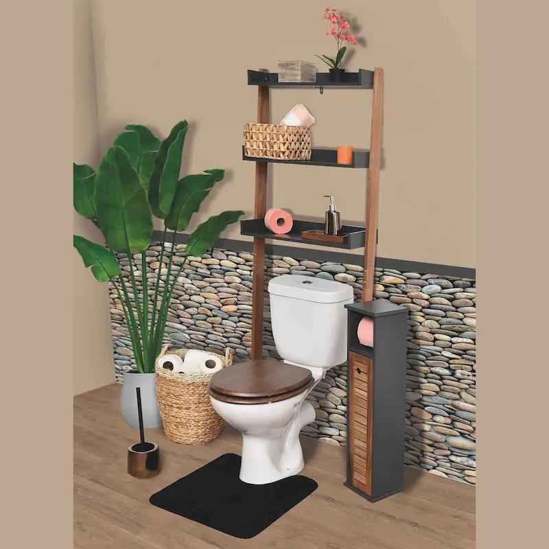 Over-The-Toilet Storage Shelf with Ladder Design 3 Trays - 23.6 W x 8.5 D x 65.5 H