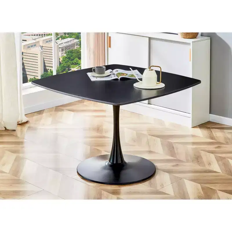 42.1-inch Mid-Century Dining Table with Round MDF Table Top, for 4-6 People, Also Functions as Coffee Table