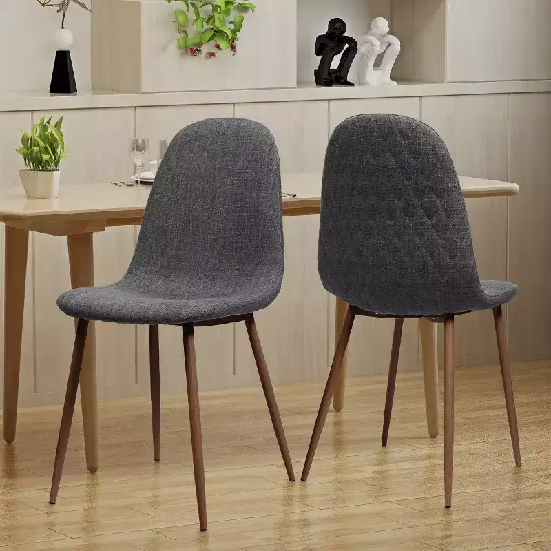 GDFStudio Amnesty Mid Century Upholstered Iron Frame Dining Chairs (Set of 2)