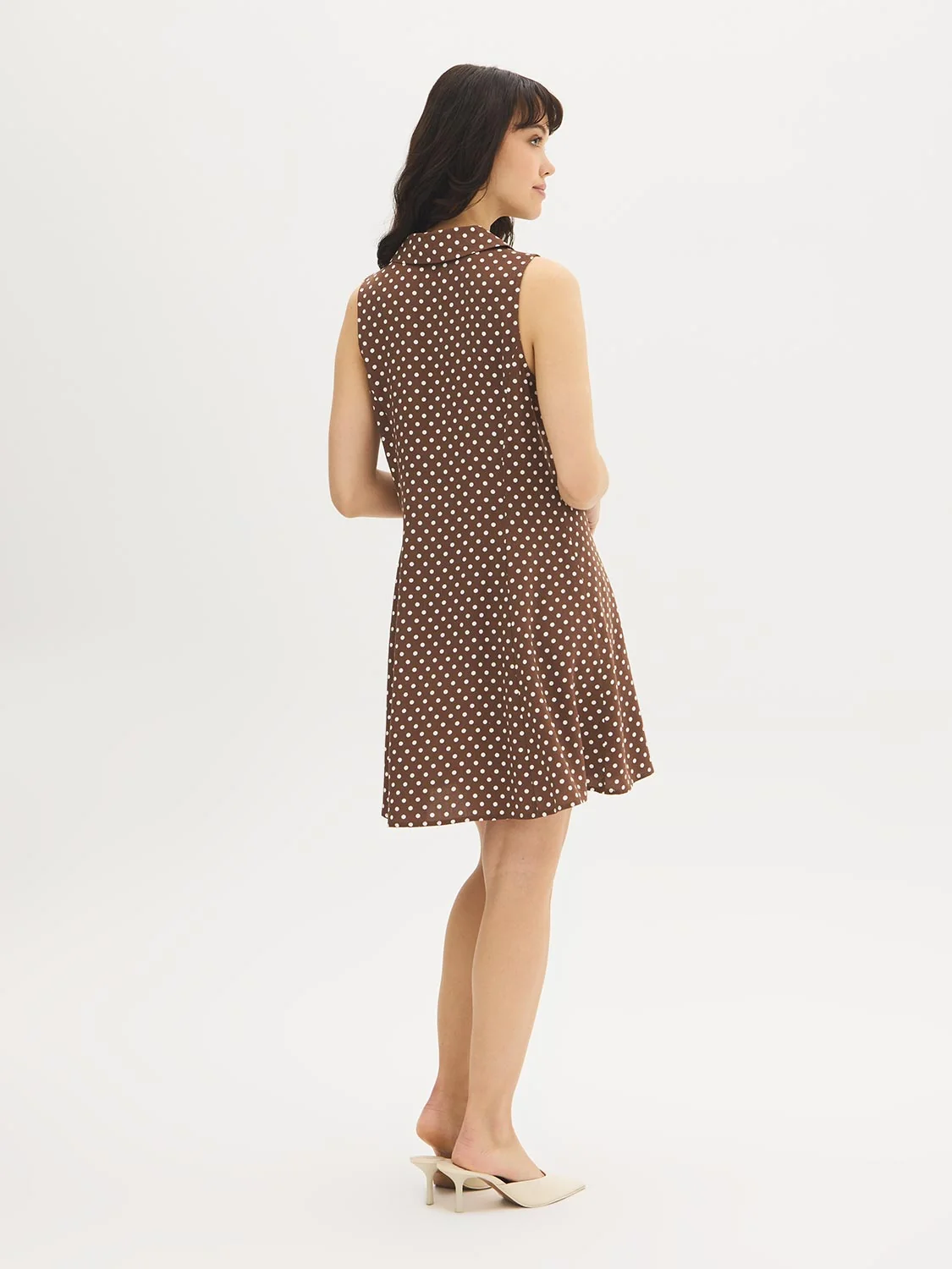 Sleeveless Polka Dot Mini Shirt Dress