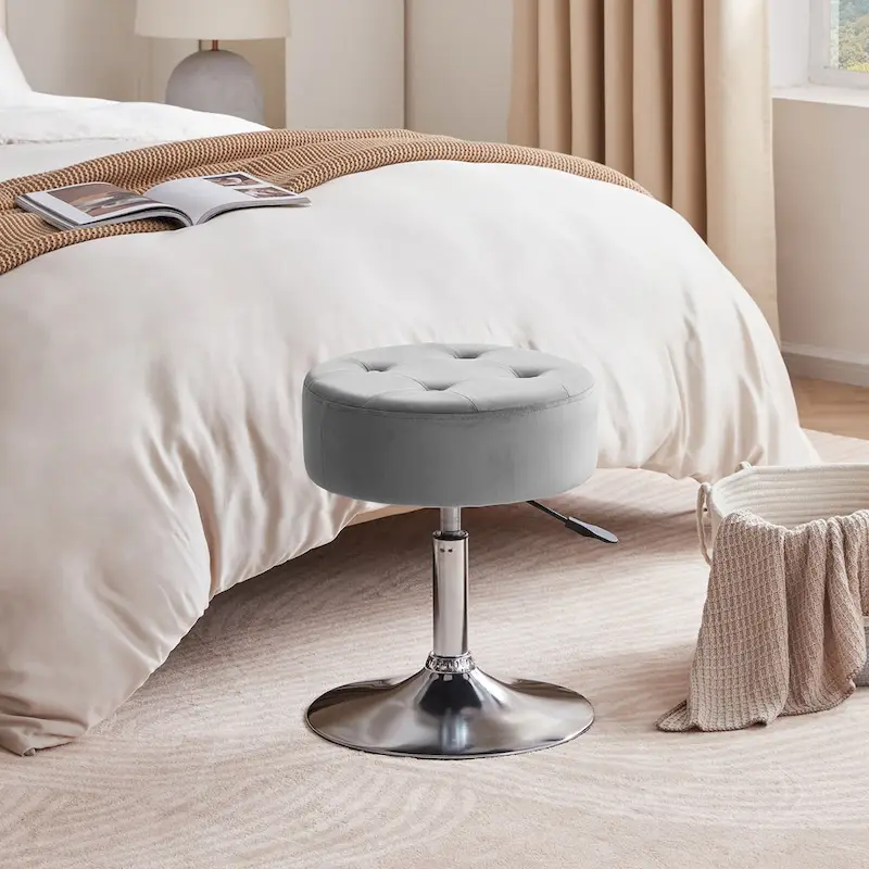 Adjustable Height Round Ottoman Swivel Vanity Stool