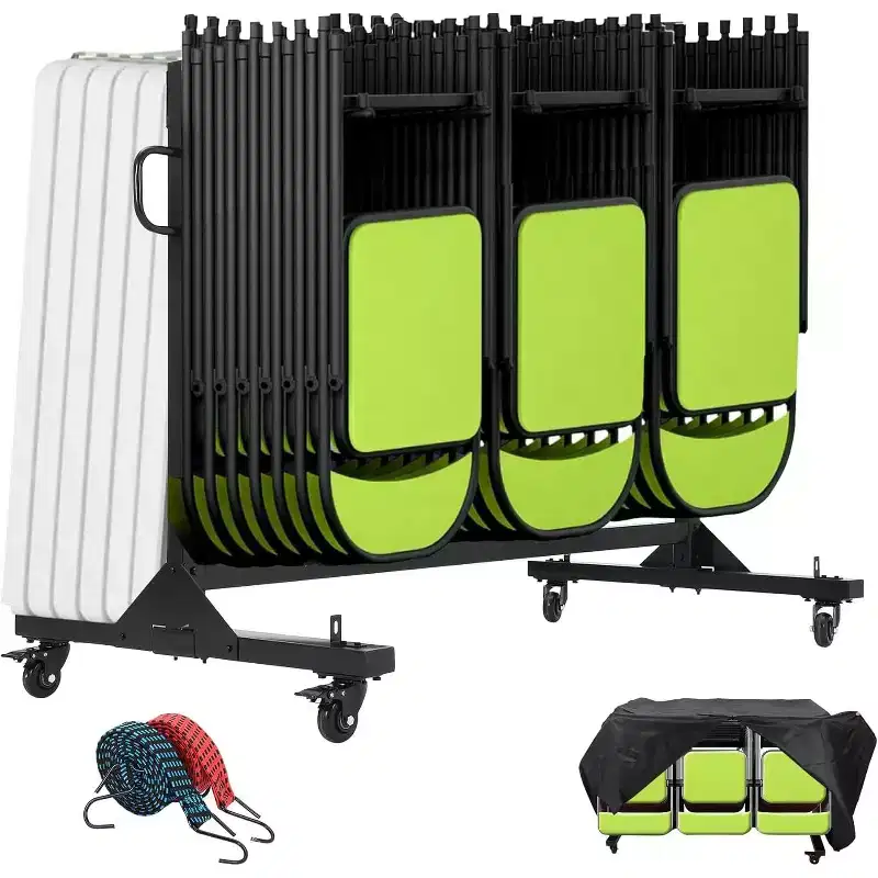 Folding Chair Cart with Wheels Folding Chair Rack for Storage of Chairs or Tables 400/800 LBS Capacity Chair Holder Dolly