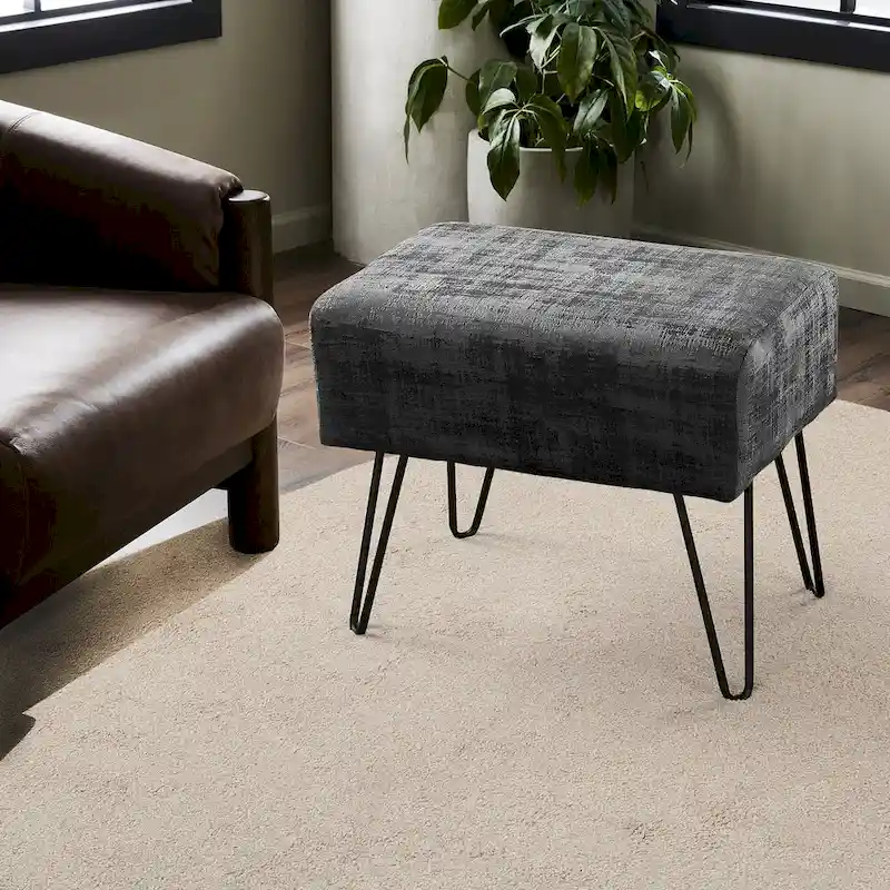 Textured Velvet Ottoman