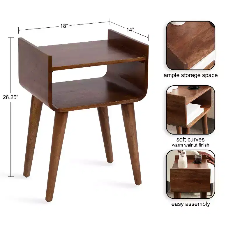 Kate and Laurel Quilby Wood Side Table, 18x14x27, Walnut Brown