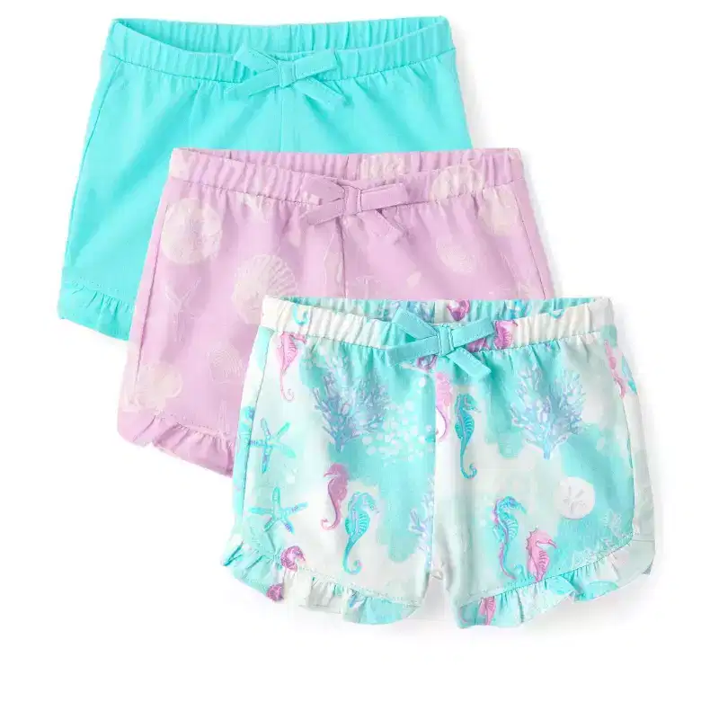 The Children's Place Baby Girls Seashell Ruffle Shorts 3-Pack
