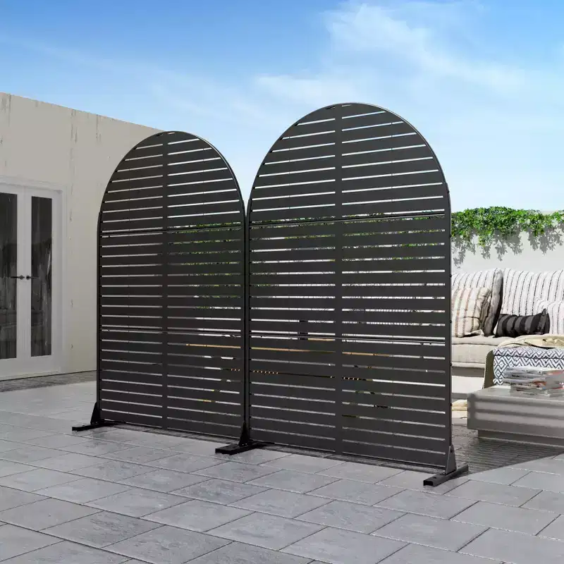 Louvered Classic Black Arched Galvanized Steel Screen