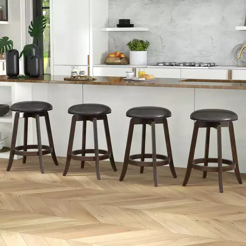 Costway 24 Counter Height Stools Set of 4 w/ 360 Swivel Round Seat & Footrest