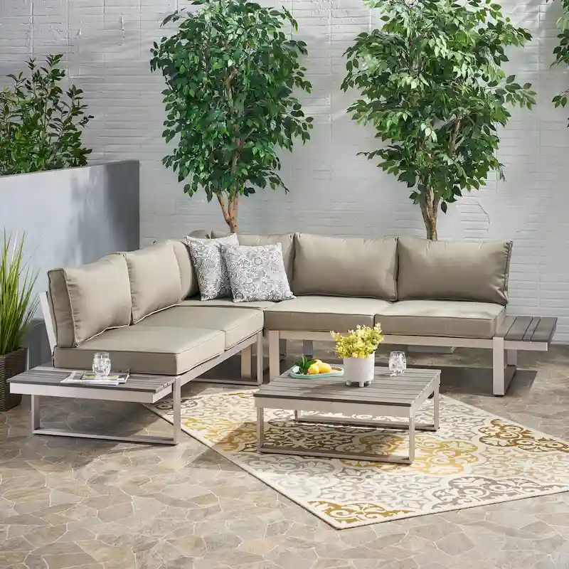 Sterling Aluminum 4-piece Sofa Set with Cushions by Christopher Knight Home