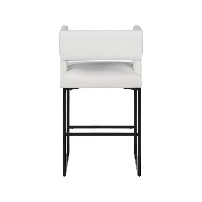 Meridian Furniture,Caleb White Vegan Leather Counter Stool, Set of 2