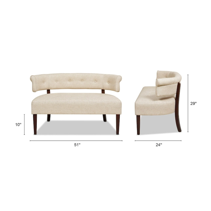 Jared 51 Modern Recessed Arm Tufted Bench Settee