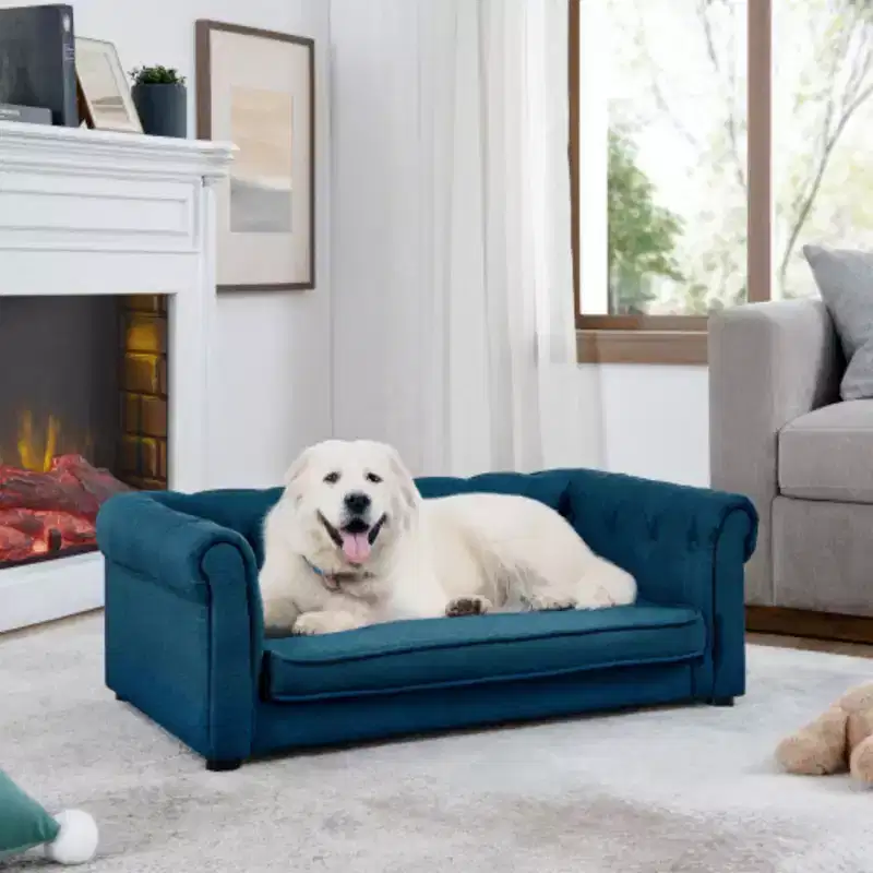 Comfort and Style for Your Pet: Beige Elevated Rectangle Dog Bed, Durable Design