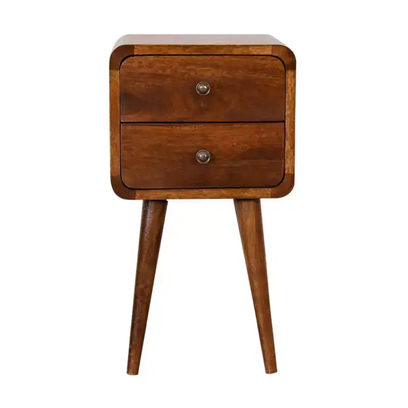 HomeRoots 22 Brown Solid Wood Two Drawer Nightstand