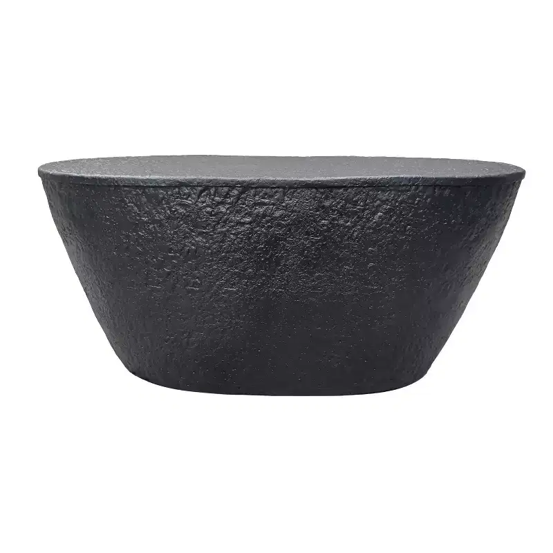 The Urban Port 36" Coffee Table Handcrafted Hammered Design Matte Black Sculptural Aluminum Frame Black