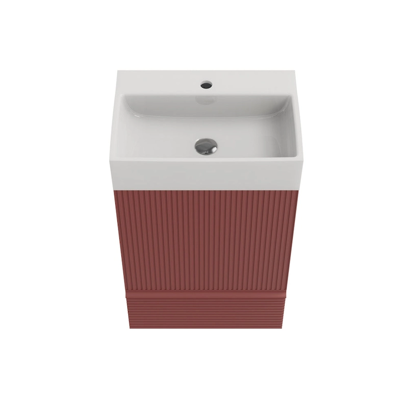 Single Sink Bathroom Vanity, Modern Grille-patterned Freestanding Vanity With Hidden Handle, Wood Bathroom Cabinet