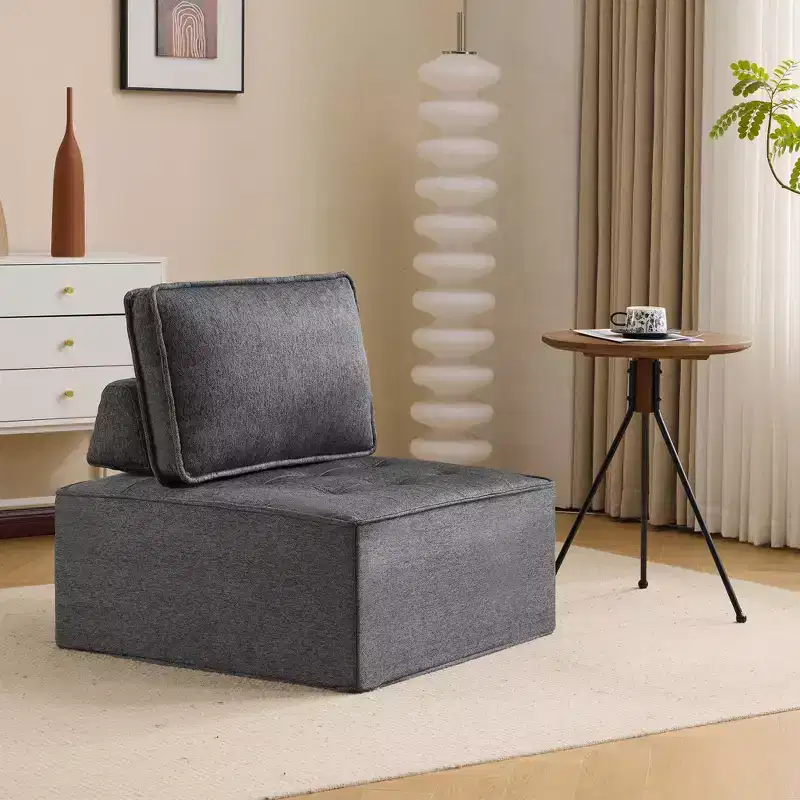 Dark Gray Linen Modular Wood-Frame Sofa  Custom-Size for Small Spaces & Any Dcor