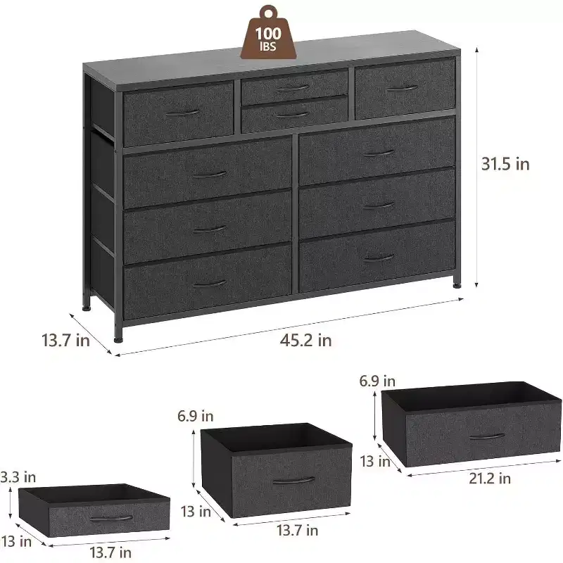 10 Drawer Dresser TV Stand for 55
