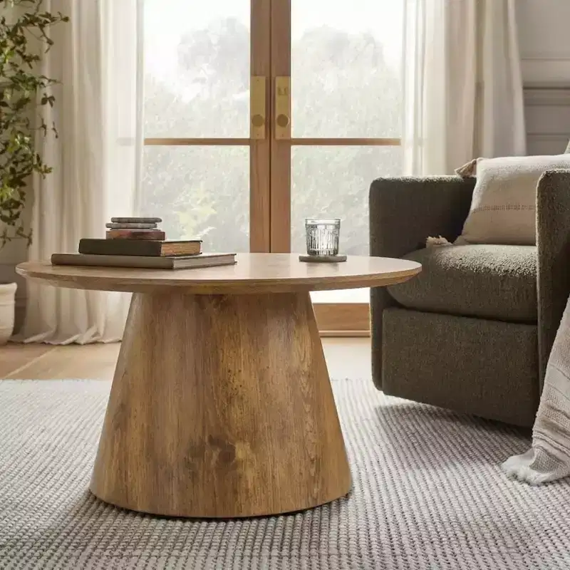 23 Wooden Round Pedestal Coffee Table