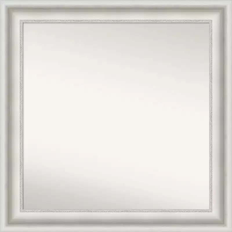 32"x32" Non-Beveled Parlor White Wall Mirror - : Square, Modern Decor, Polystyrene Frame