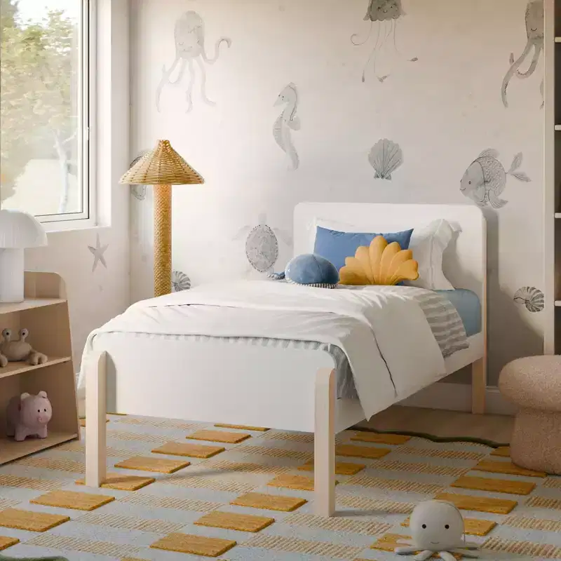 Twin Bed - White and Washed Natural