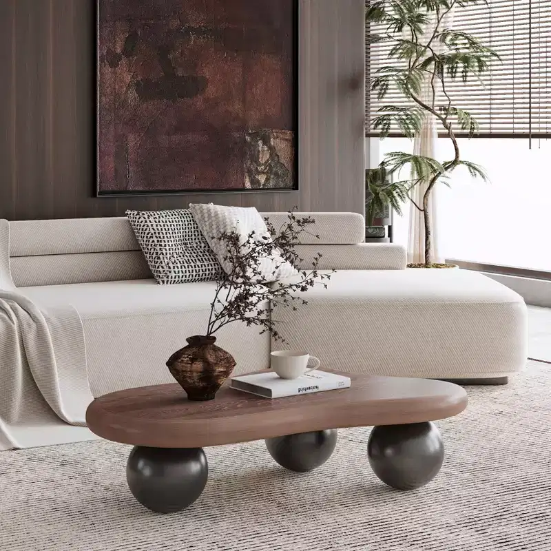 GDFStudio Adam Modern Cloud Shaped Coffee Table with 3 Ball Legs