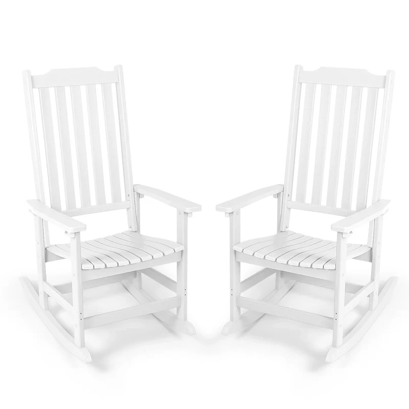 Vrakae 2 PCS Patio All Weather Resistant High Back Rocking Chair