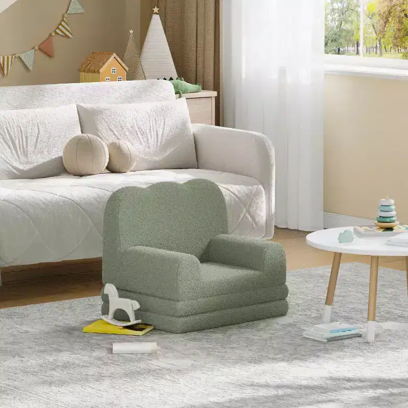 2-in-1 Comfy Toddler Couch Fold Out, Convertible Sofa to Lounger Foam Chair, Gift for Girls and Boys