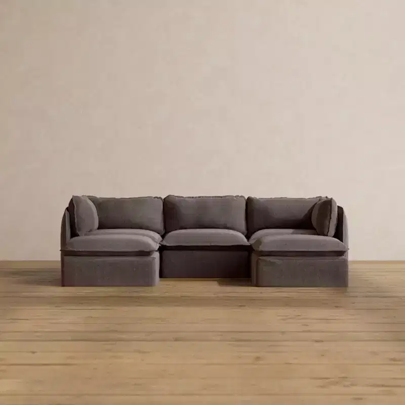 Anabei Modular Washable 3-Seater U-Sectional Sofa | Deluxe+ Seat & Cloud Pillow