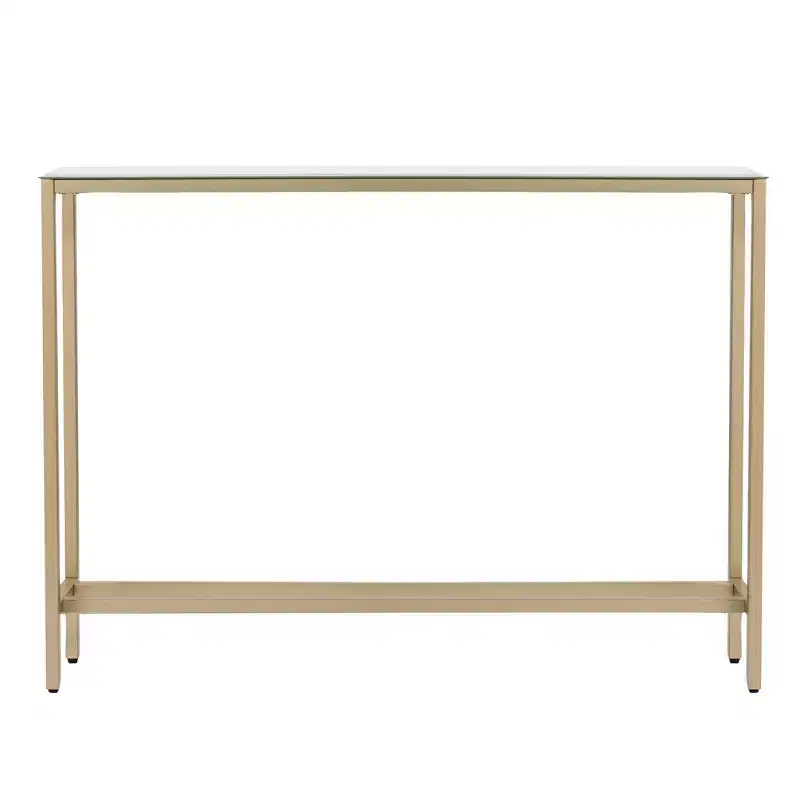 HomeRoots 36 Silver and Gold Mirrored Glass Console Table