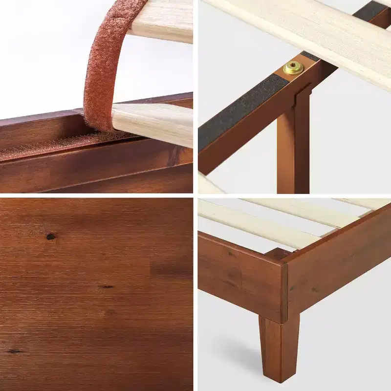12 Wen Deluxe Wood Platform Bed Frame Cherry - Zinus