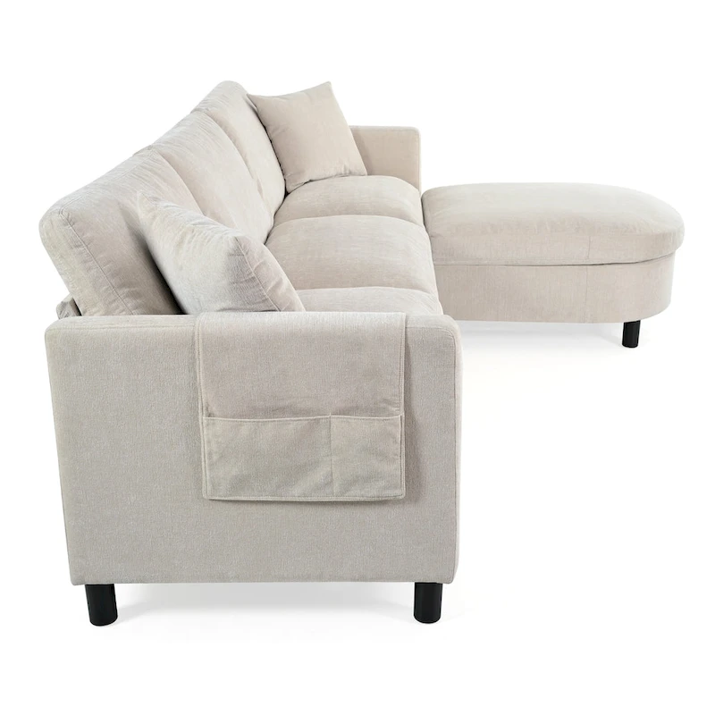 Tala Sectional Sofa Couch with Ottoman and Removable Cushion by GDFStudio