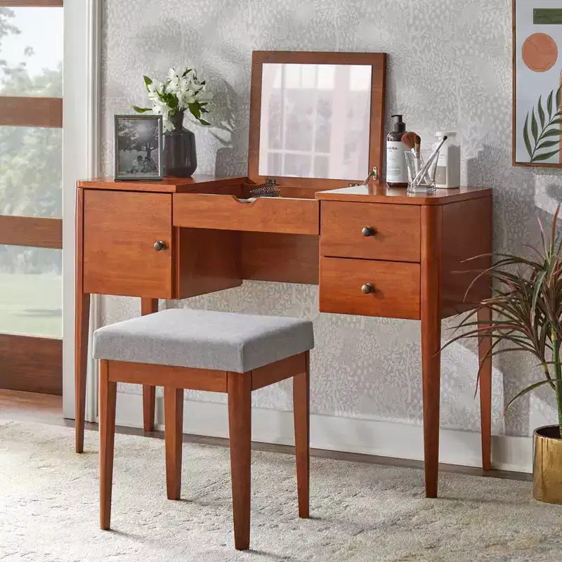 Lifestorey Parc Vanity Desk with Stool Oak