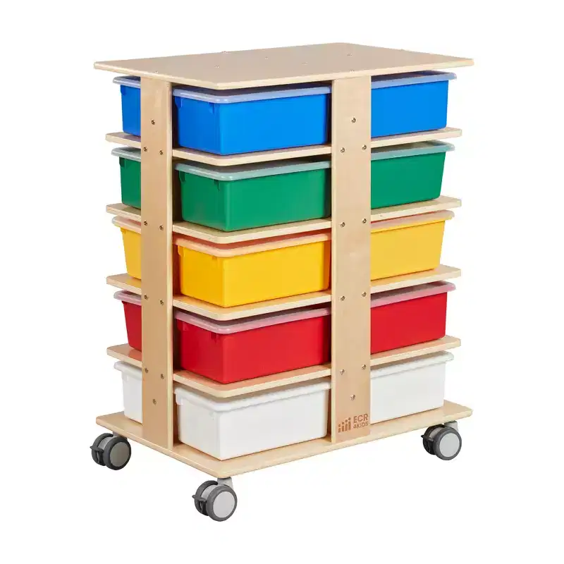 20-Compartment Mobile Storage Tower with 20 Cubby Bins, 5x4, Kids Furniture