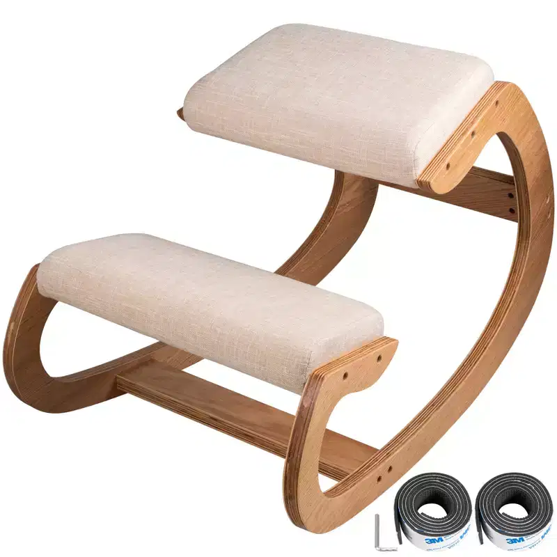 Ergonomic Kneeling Chair, Heavy Duty Better Posture Kneeling Stool Office Chair, for Body Shaping Relieveing Stress Meditation, Brown