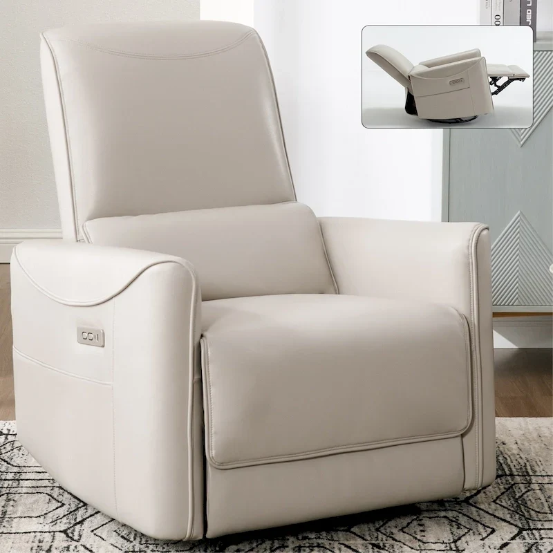 Leatheraire Swivel and Rocker Power Recliner Chair, Heavy Duty Motion Mechanism with USB and Type-C Ports