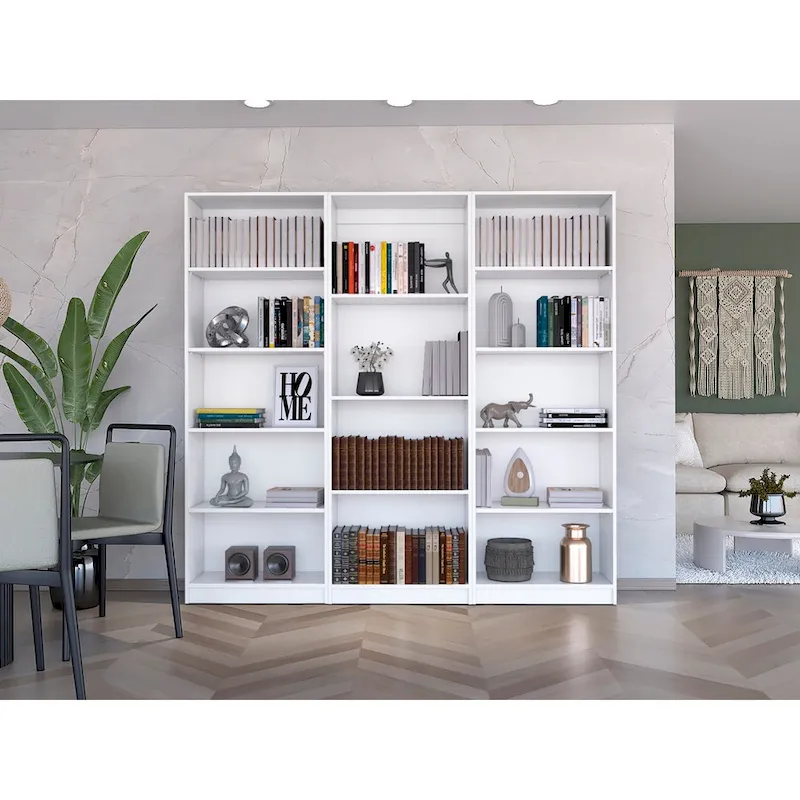 74 Wide 5-Shelf Option B Bookcase Set of 3