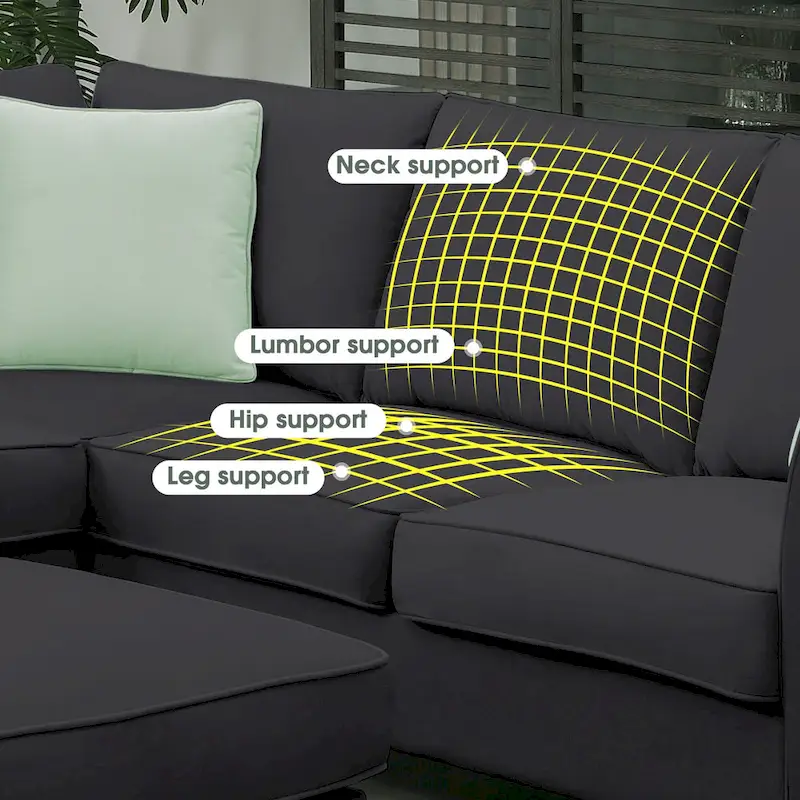 Modern Sectional Sofa with Ottoman, Modular, Spacious