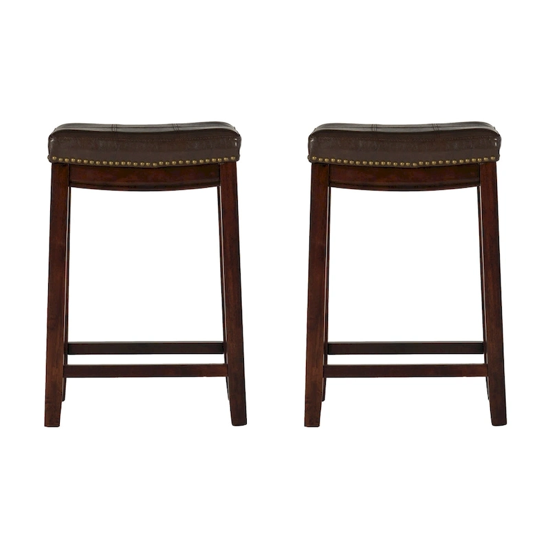 Linon Willamette Faux Leather Bar Stool (Set of 2) - Counter Height