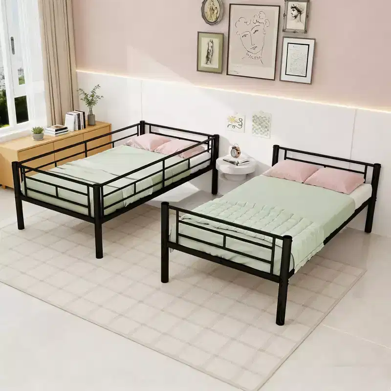 Luxystar Twin Over Twin Metal Bunk Bed, Convertible 2 Beds
