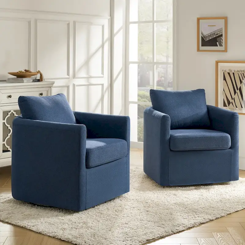 Erkenbald Modern 360-Degree Swivel Chair with Removable Slipcover Set of 2 by HULALA HOME