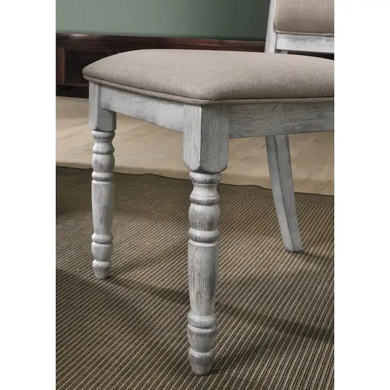Roundhill Furniture Iris Weathered White Wood 5-Piece Dining Set
