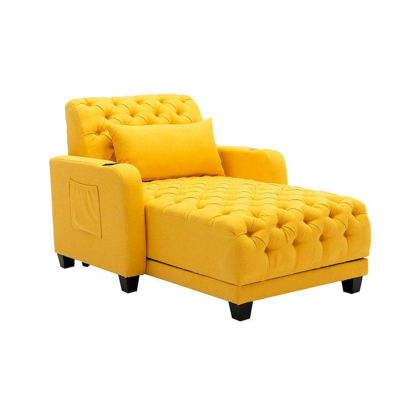 Clihome Tufted Reclining Chaise Lounge