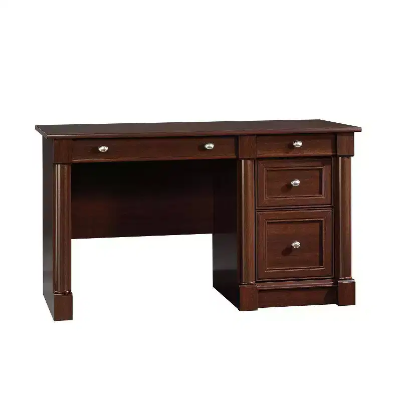 Cherry Traditional Executive Computer Desk with Drawers, 1-Person