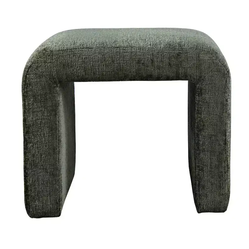 Jofran,Modern Curved Upholstered Waterfall Jacquard Petite Ottoman Bench - Set of 2
