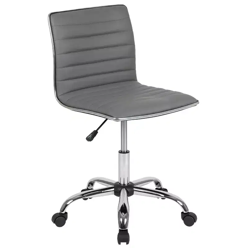 Low Back Armless Ribbed Swivel Task Office Chair, Vinyl Upholstery, 250 LBS Capacity